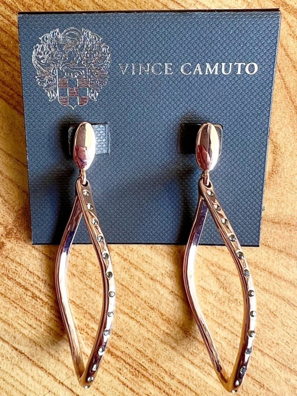 Vince Camuto Rose Gold Twisted Open Drop Earrings